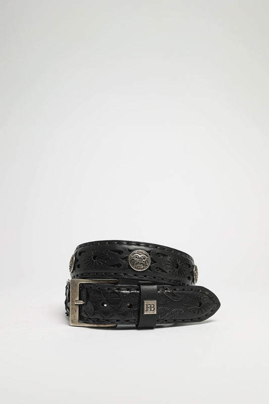 FG5824 Black Exotic Leather Belt - Piton