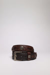 FG5824 Exotic Leather Belt - Piton Marron Thumbnail