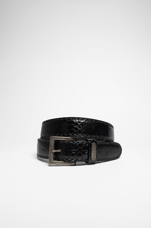 1016 Python Exotic Black Leather Belt