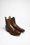 1692P LAZO Exotic Brown Western Ankle Boots - Piton Thumbnail