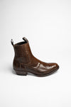 1692P LAZO Exotic Brown Western Ankle Boots - Piton Thumbnail