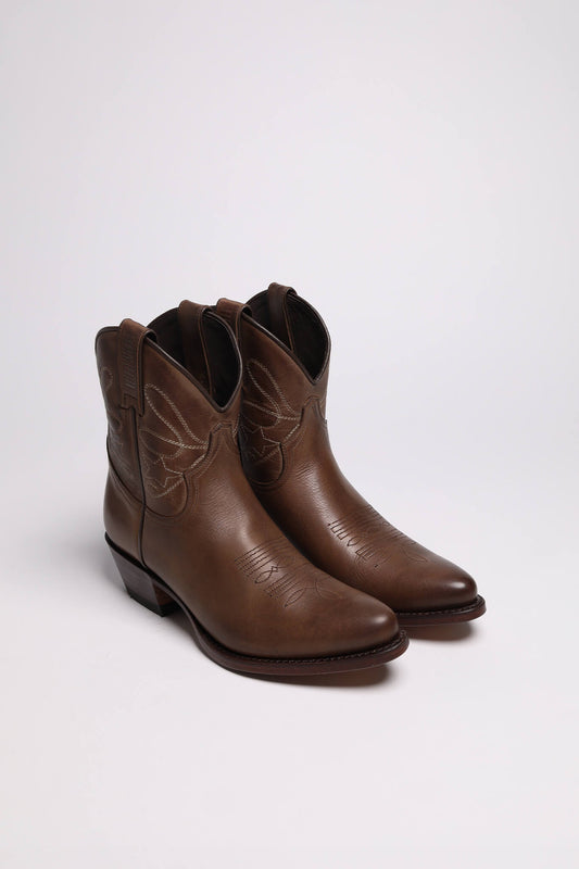 2374 Ladies Brown Western Ankle Boots