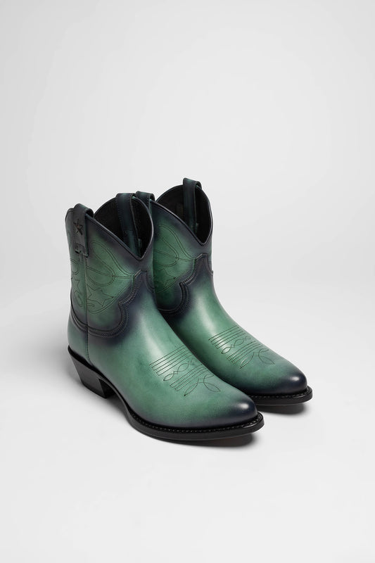 2374 Verde Damen Westernstiefelette Grün