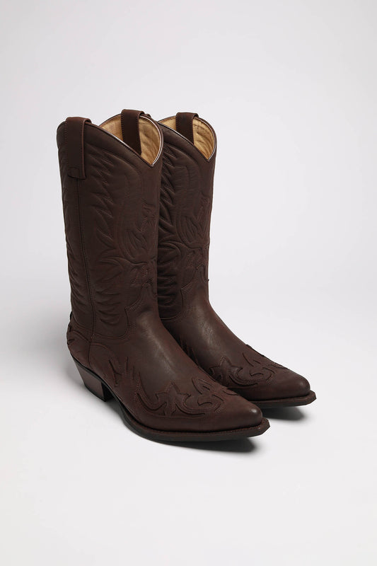 BU1005 MB FIVE Brown Western Boots - Rubber Sole