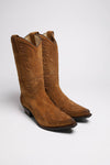 BU1005 MB FIVE Suede Brown Western Boots - Rubber Sole Thumbnail