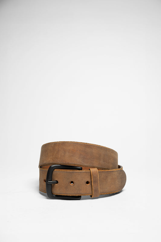 VV285 leather belt in cognac, steel grey and black