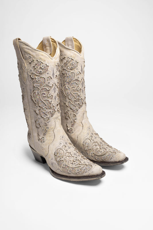 A3322 Ladies Western Boots White