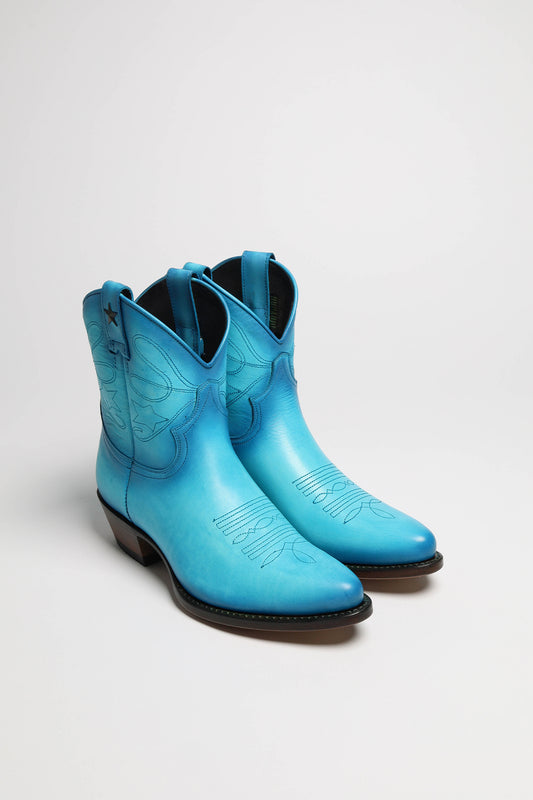 2374 Ladies Western Ankle Boots Turquoise