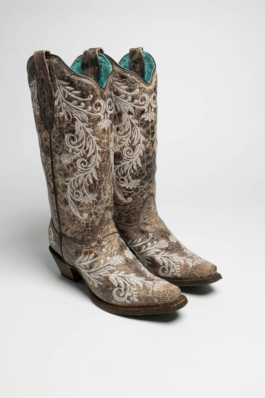 A3753 Ladies Western Boots Brown