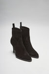 EVA Women's Suede Black Leather Ankle Boots Thumbnail