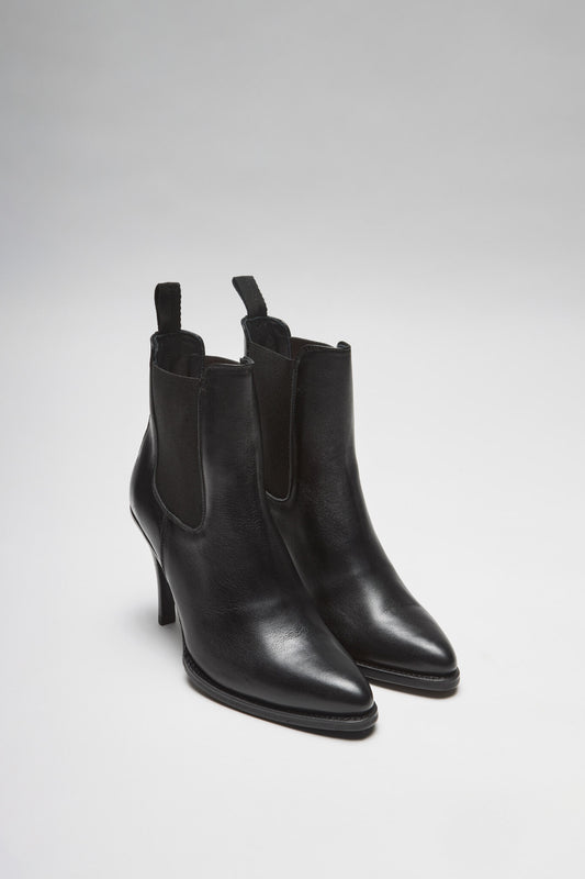 EVA II Women's Black Leather Ankle Boots