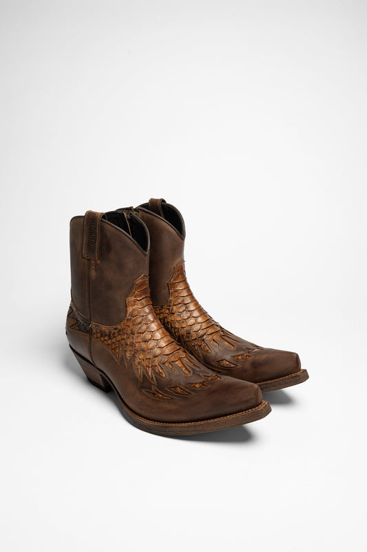 Mayura Boots MB012 Men's Western Ankle Boots Brown - Python