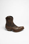 MB012 Men's Western Ankle Boots Dark Brown - Python Thumbnail