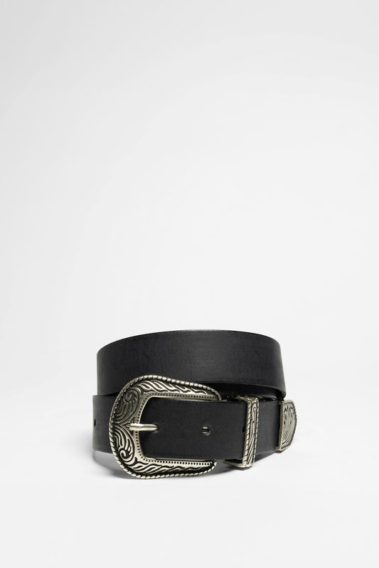 V5611-790 Ladies Black Leather Belt