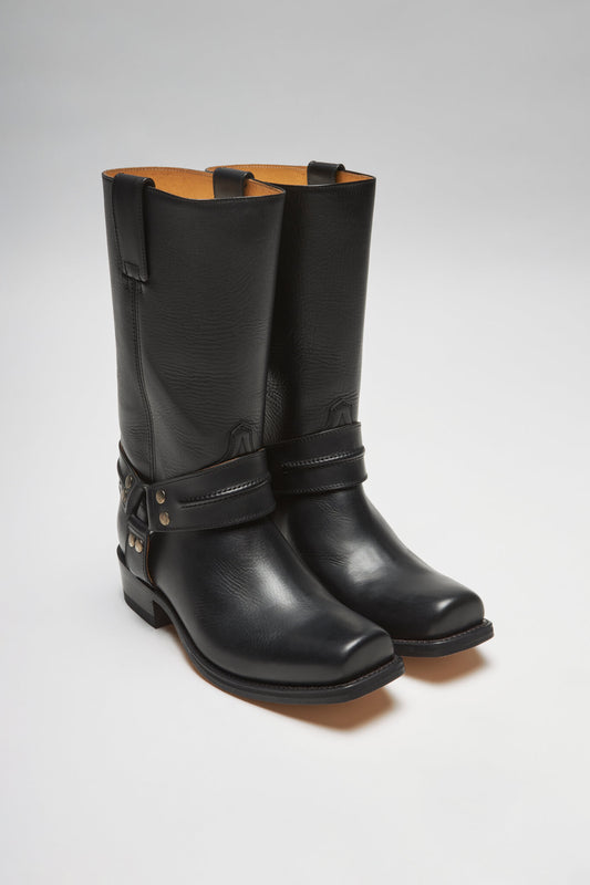 BLUES HIGH Black Biker Boots