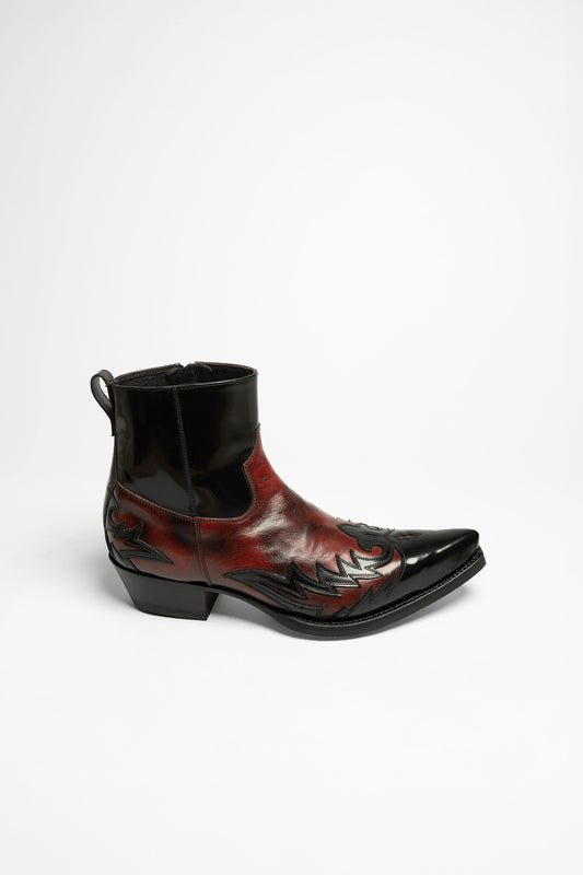 Seitenansicht Sendra 16698 CUERVO MICK Black Red Western Ankle Boots