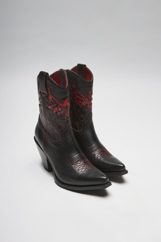 LULU Damen Westernstiefelette Schwarz