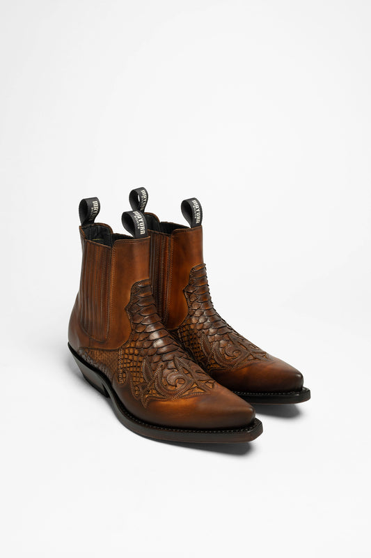 MB2500 Men's Western Ankle Boots Cognac - Python Skin