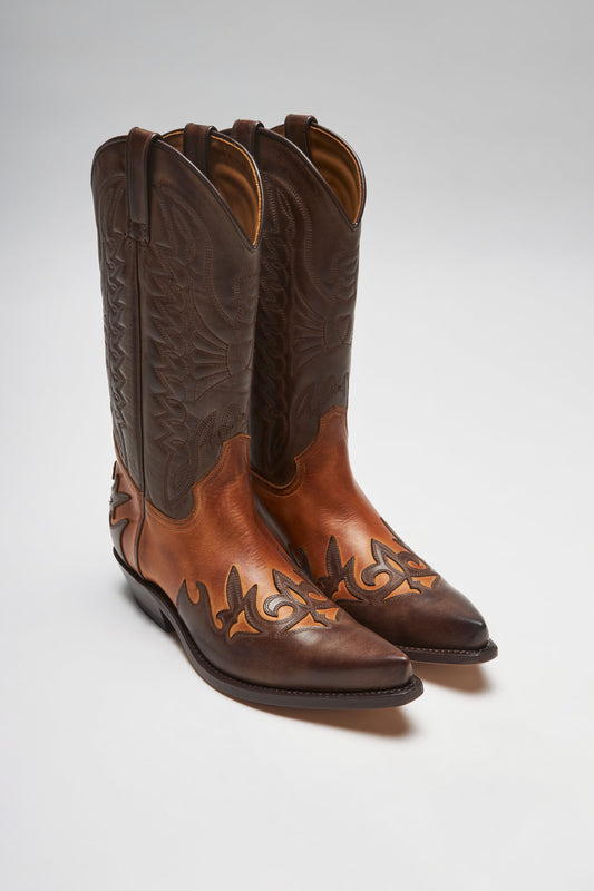 CARLOS Brown Western Boots - Cognac Marron