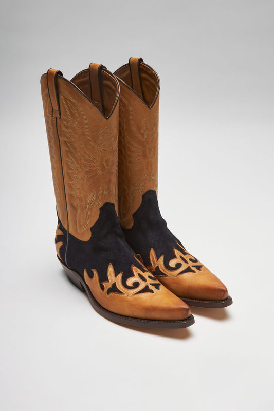 FB Fashion Boots CARLOS Brown Blue Western Boots - Cuero Azul