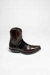 EMILIO Black Red Western Ankle Boots - Burdeos Negro Thumbnail