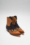 EMILIO Brown Blue Western Ankle Boots - Cuero Azul Thumbnail