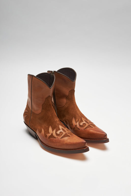 EMILIO Brown Western ankle boots - Cognac