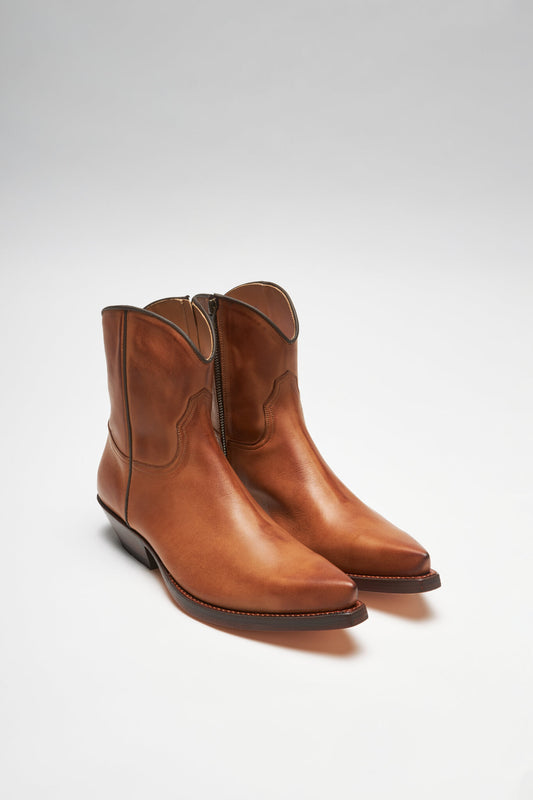 FB Fashion Boots REY Brown Western Ankle Boots - Cognac