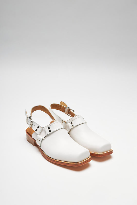 AMIE Women's White Leather Sandals