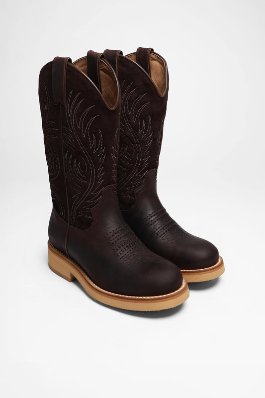 CATTLE-S Ladies Western Riding Boots Dark Brown