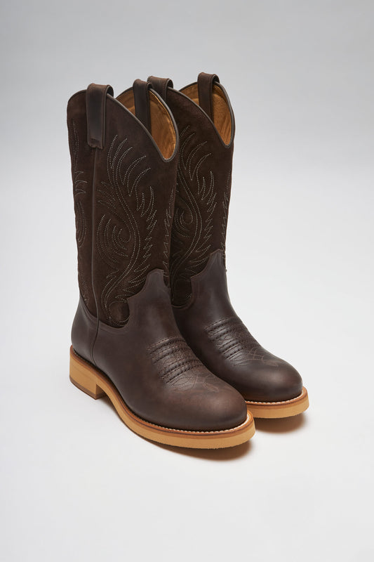 CATTLE-C Men's Dark Brown Western Riding Boots