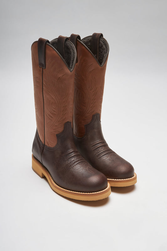 WINTERCATTLE-S Ladies Dark Brown Western Riding Boots - Lambskin Lining