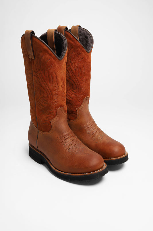 WINTERCATTLE-S Ladies Brown Western Riding Boots - Lambskin Lining