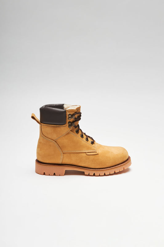 Seitenansicht FB Fashion Boots MOUNTAIN PEAK FUR Beige lace-up boots - lambskin lining