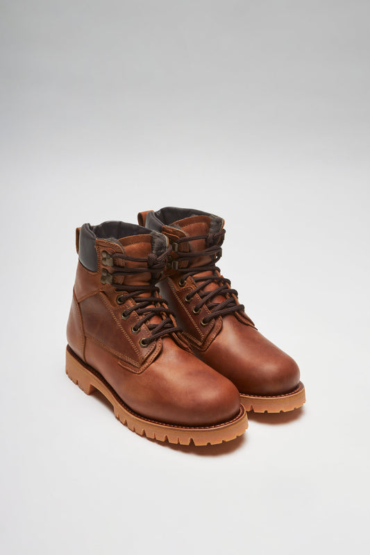 MOUNTAIN PEAK FUR Brown lace-up boots - lambskin lining