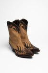 17448 LULA ladies western ankle boots brown Thumbnail