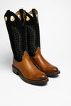 17617 LOZA Women's Brown Black Buckaroo Boots Thumbnail