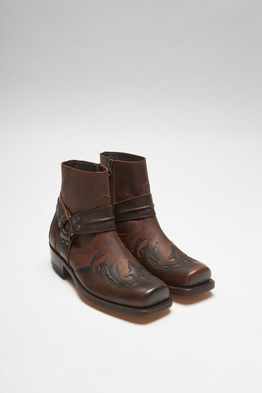 TAURO LOW Brown Biker Ankle Boots