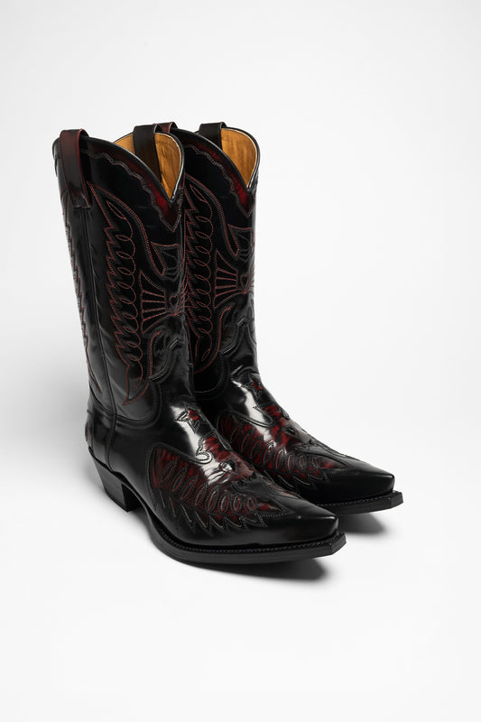 2720 ​​CUERVO WEST Men's Western Boots Black Red