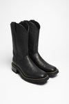 18011 RETRO Men's Western Riding Boots Black - Zipper Thumbnail