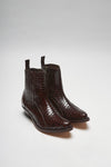 PACITO Brown Western Ankle Boots - Piton Marron Thumbnail