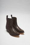 PACITO Brown Western Ankle Boots - Piton Marron Mate Thumbnail