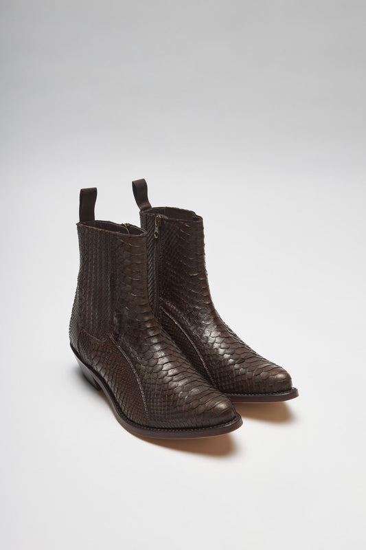 PACITO Braun Westernstiefelette - Piton Marron Mate