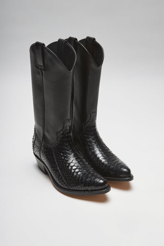 PACO Men's Black Western Boots - Python