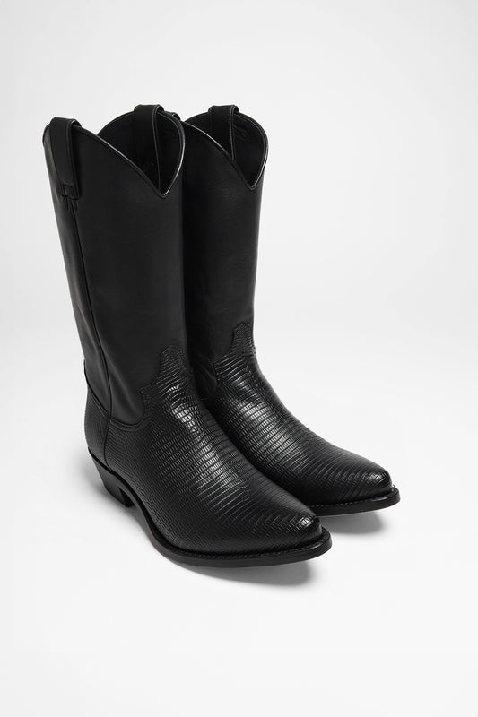 FB Fashion Boots PACO Men's Black Western Boots - Lizard