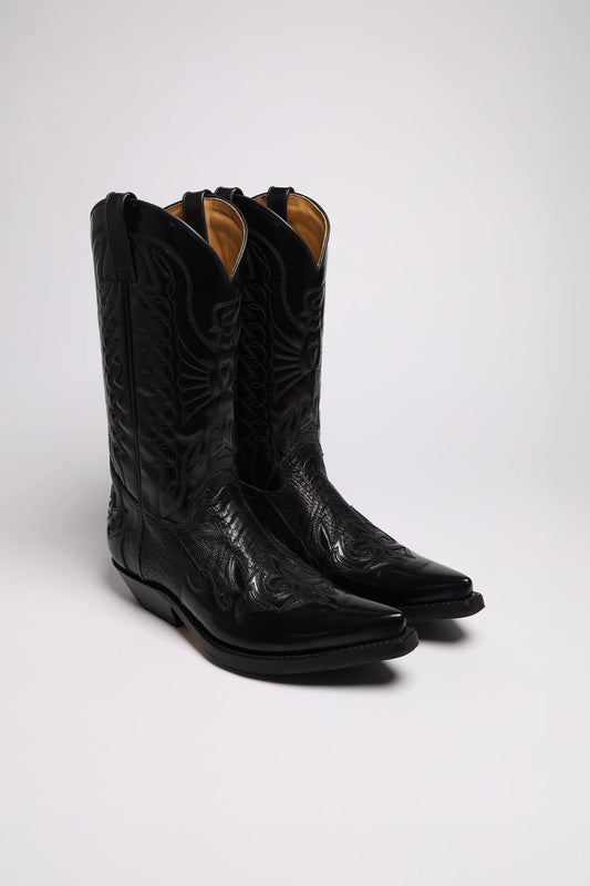 CARLOS Herren Westernstiefel Schwarz - Strauss