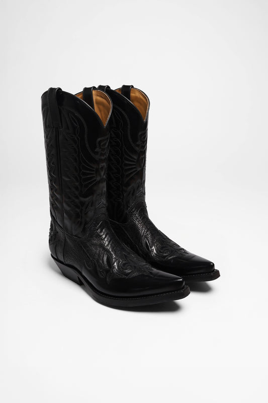 CARLOS Herren Westernstiefel Schwarz - Strauss