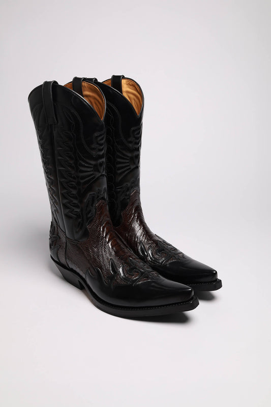 CARLOS Men's Western Boots Black Brown - Strauss