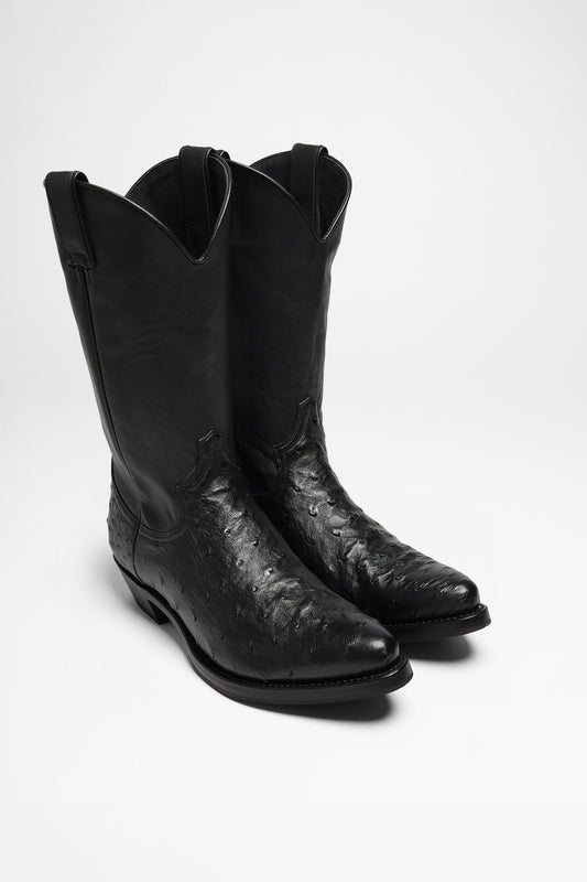 FB Fashion Boots PACO Men's Black Western Boots - Ostrich