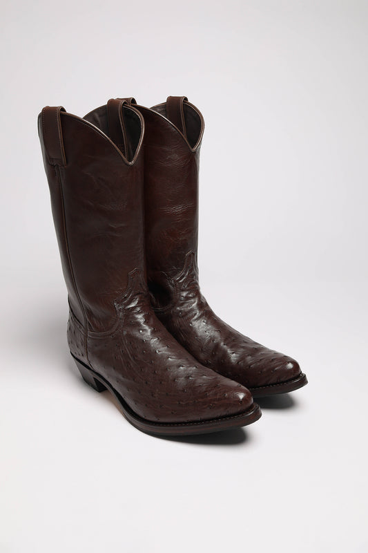 PACO Men's Brown Western Boots - Ostrich